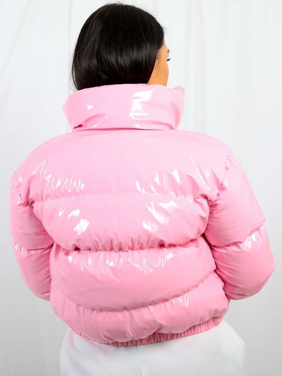 pink vinyl puffer jacket