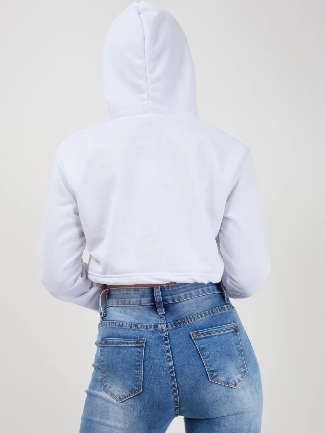 white zip up crop hoodie