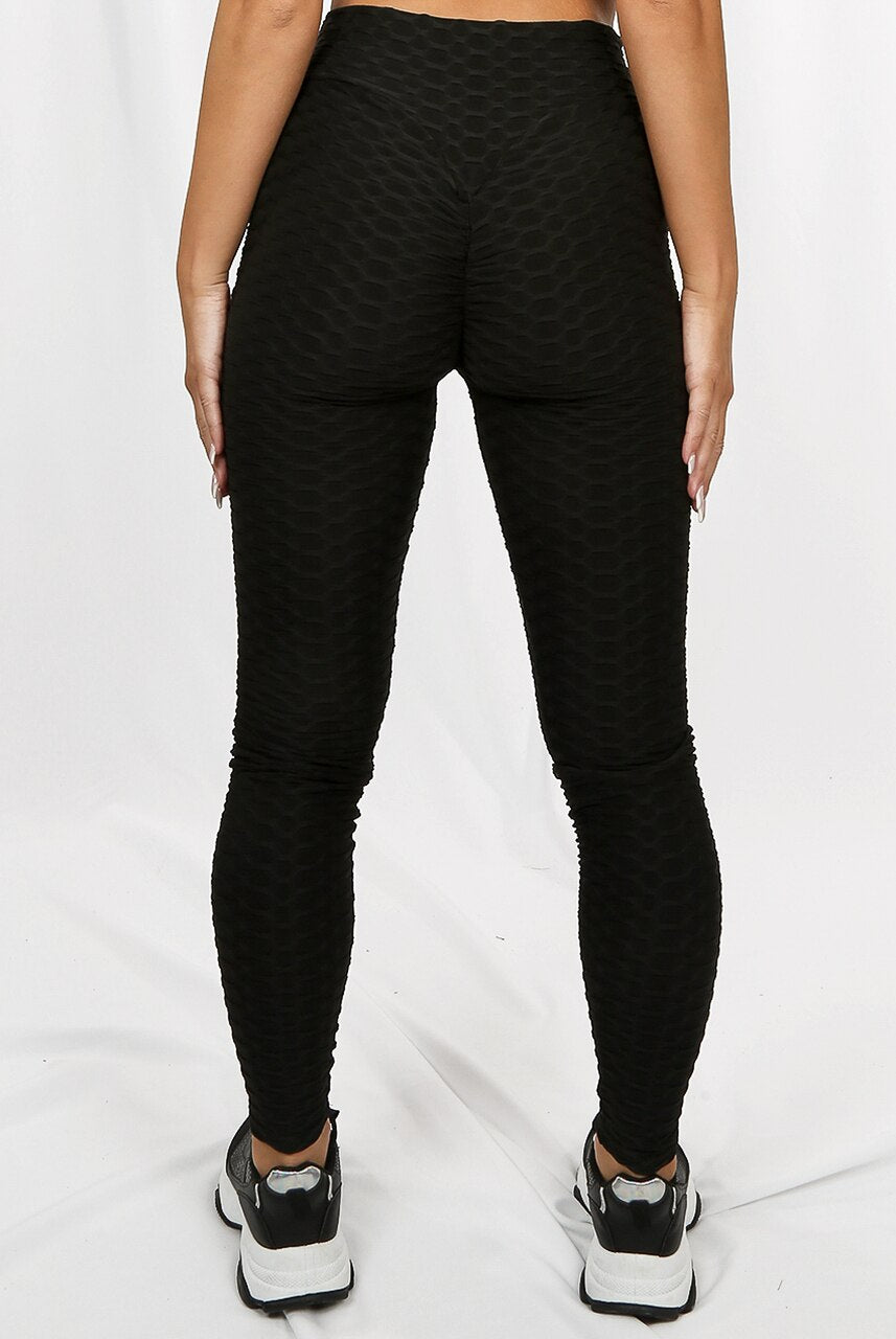 Black Ruched Textured Active leggings - Daniella | Storm Desire