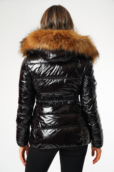 zara black shiny puffer coat