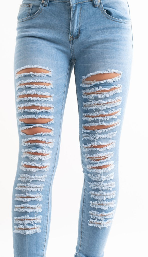 Wonderlijk Blue Extreme Bleach Denim Distressed Ripped Jeans - kendal | Storm FF-98