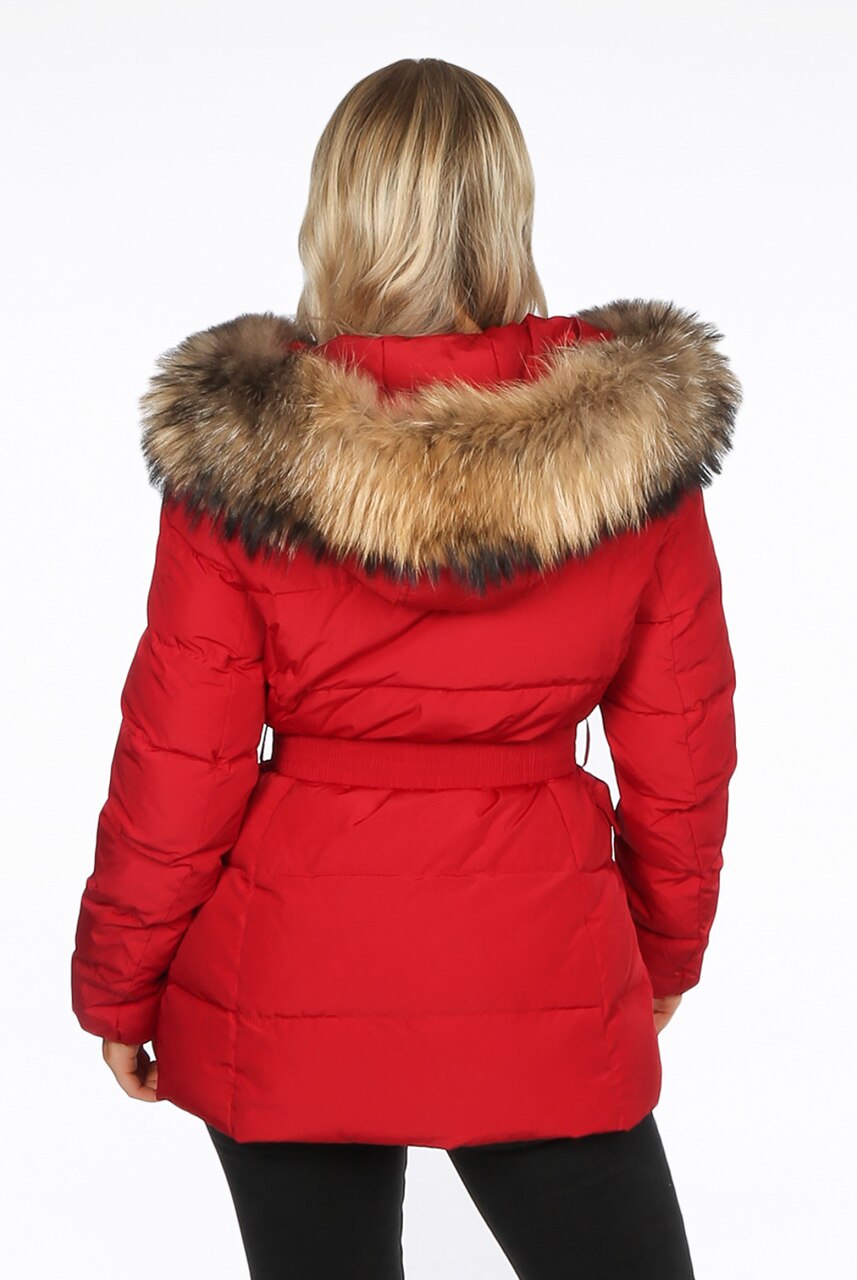 red faux fur jacket zara