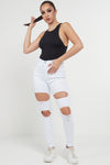 White Extreme Rip High Waist Skinny Jeans   Melina