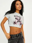 Grey Nothing Graphic Printed Crop Top   Zoey