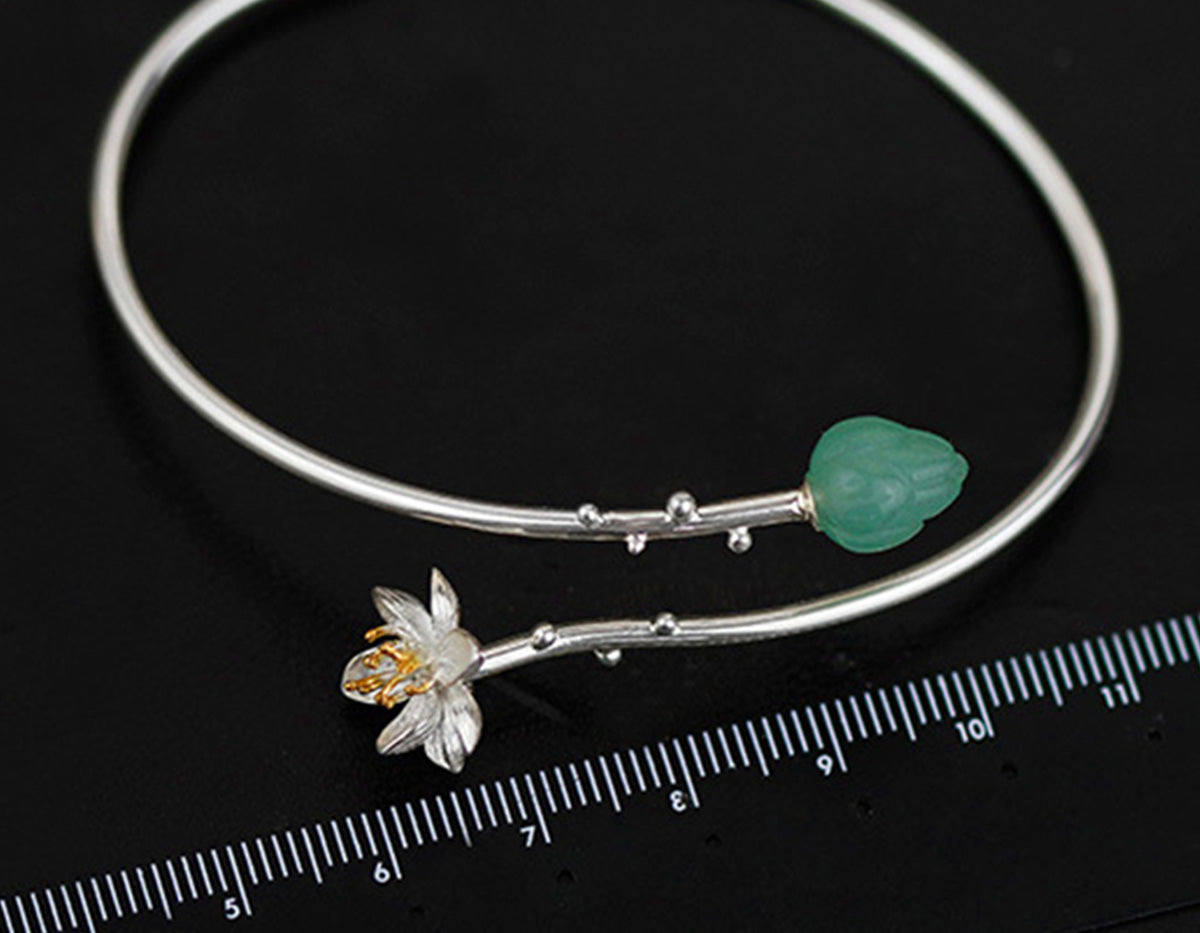 Sterling Silver | Lotus Whispers Bangle - Lotus Fun