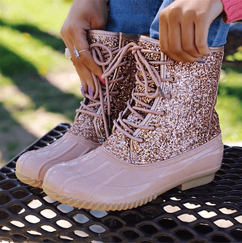 duck boots with glitter
