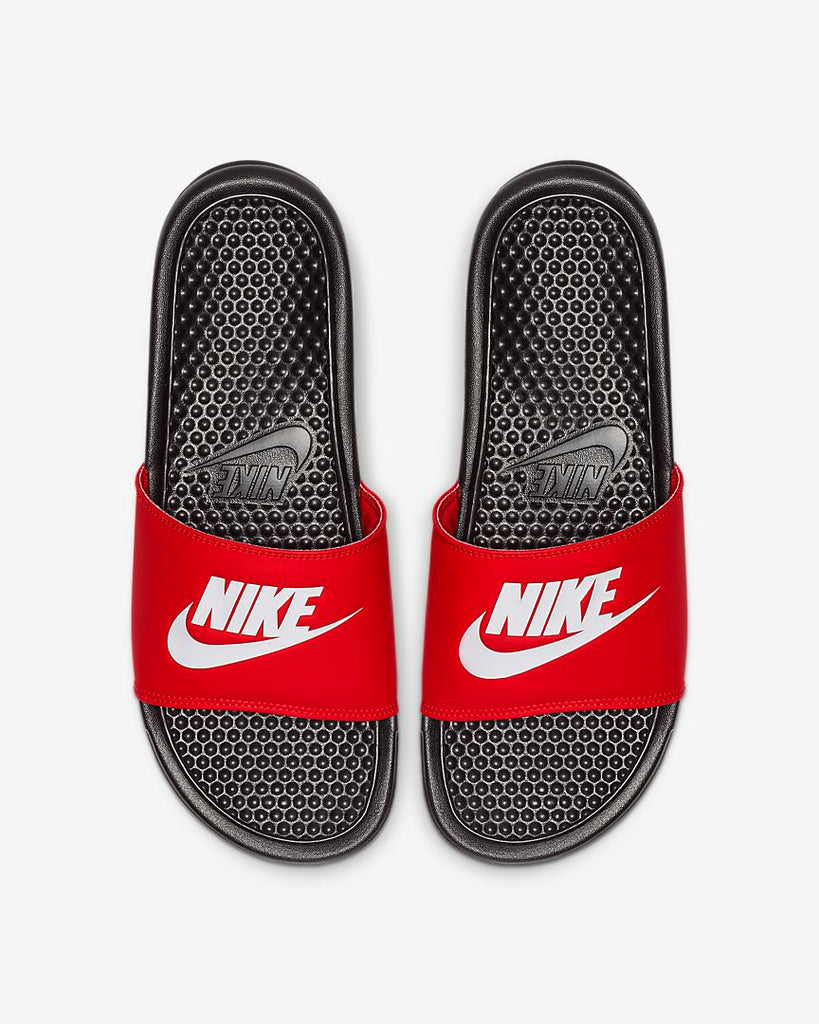 nike benassi slides red and black