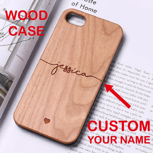 Monogram Initials Wooden Phone Case 