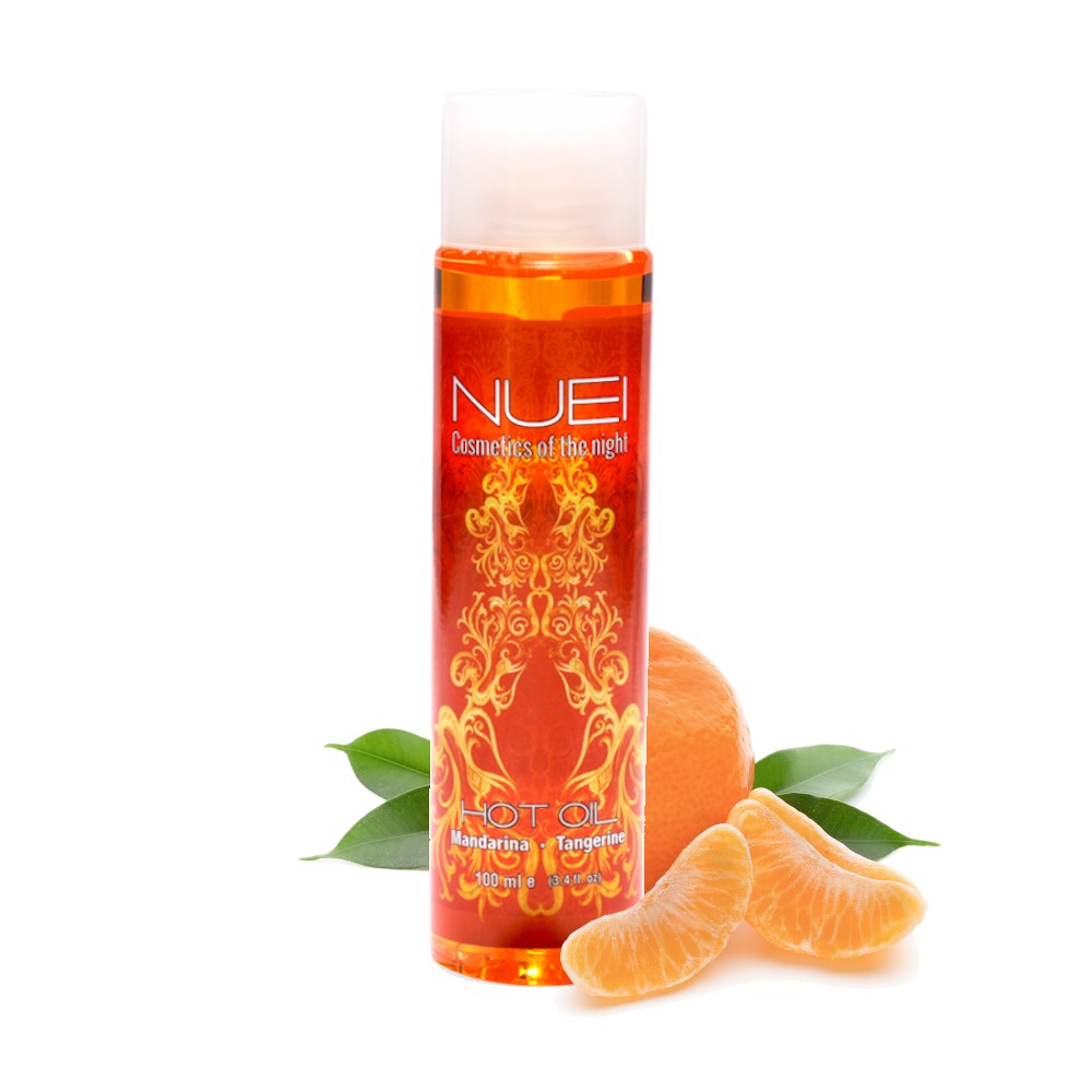 Ulei de masaj, NUEI - HOT OIL, sarutabil, cu efect de incalzire si aroma de Mandarine, 100 ml