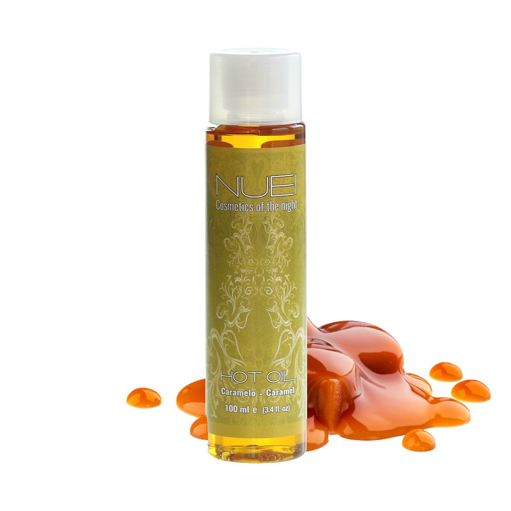 Ulei de masaj, NUEI - HOT OIL, sarutabil, cu efect de incalzire si aroma de Caramel, 100 ml