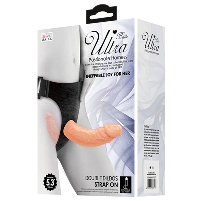 Ham Strap-On BAILE - ULTRA PASSIONATE DOUBLE DILDOS, dubla placere, 13.5 cm + 10.2 cm