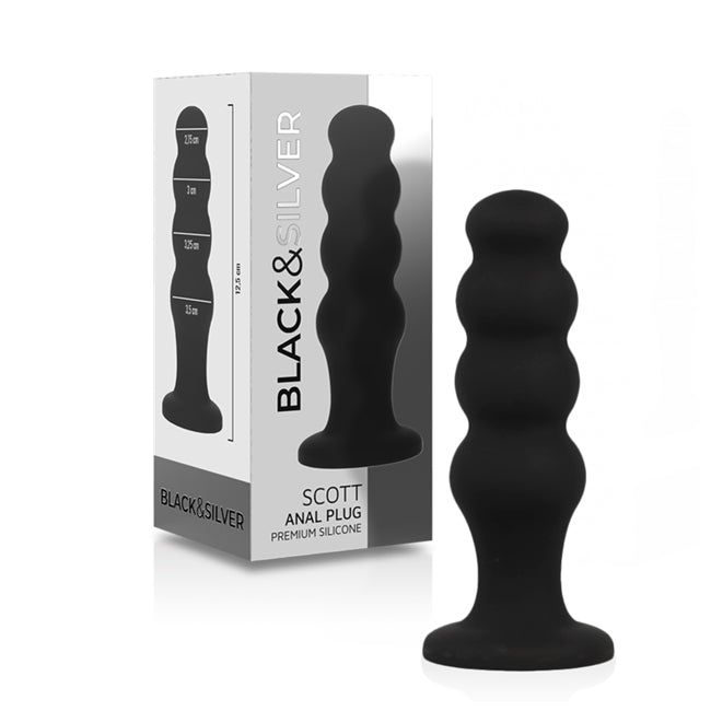 Plug Anal BLACK&SILVER SCOTT, din silico in SexShop KUR Romania