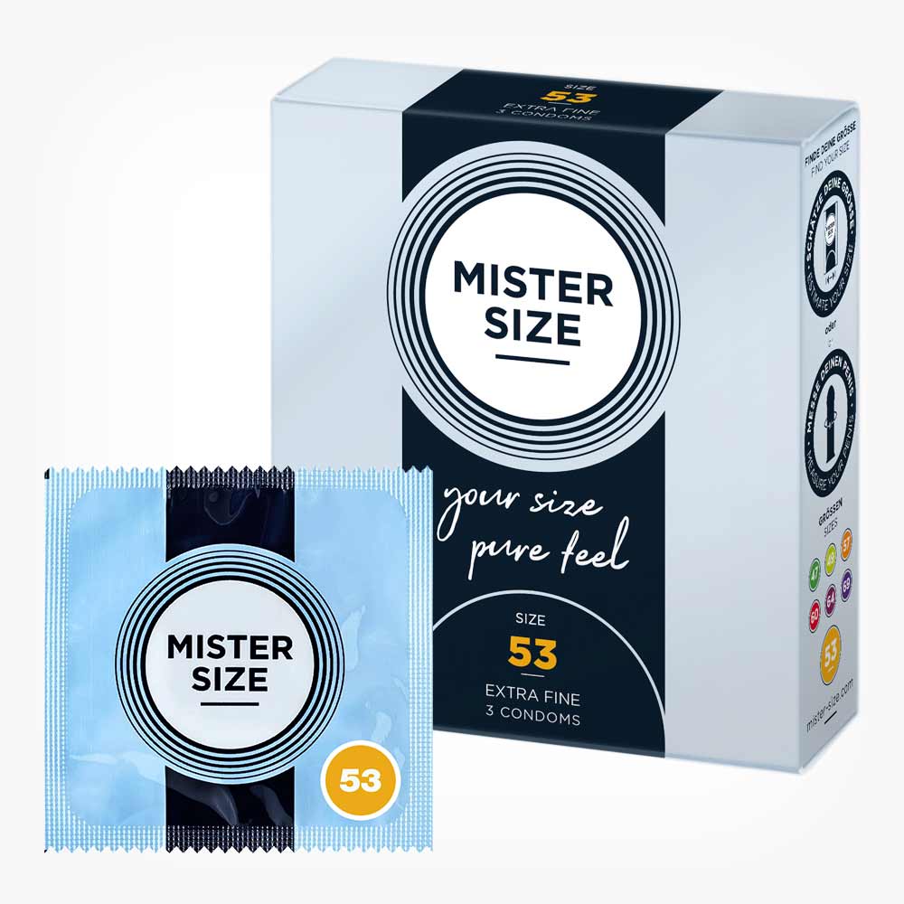 Prezervative ultra subtiri, Mister Size, marime 53 mm, cutie 3 buc