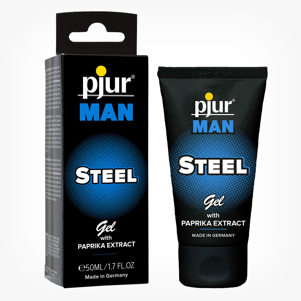 Gel Pjur Man Steel, cu Paprika, pentru masaj erotic, excitare si erectie dura, 50 ml