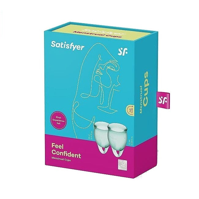 Cupa menstruala, Satisfyer Feel Confident, culoare verde, 1 cutie x 2 buc