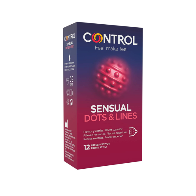Prezervative cu striatii, CONTROL SENSUAL DOTS & LINES, 1 cutie x 12 buc
