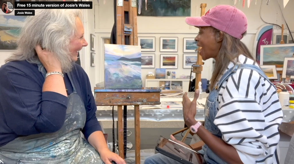 Sarah Jane Brown & Josie d'Arby discussing landscape painting. (image: Josie d'Arby)