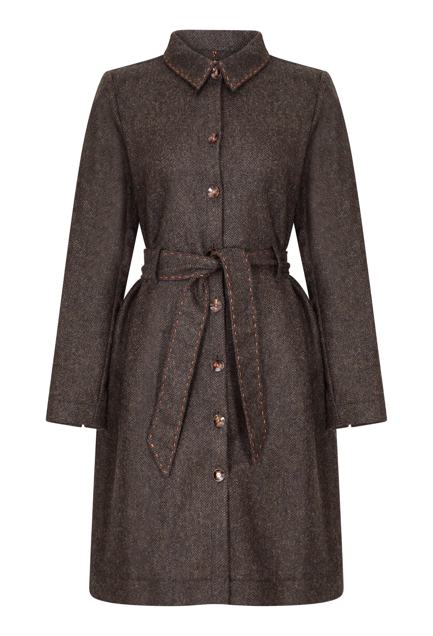 Chocolate Brown Tweed Coat Dress Made From Scottish Tweed – Settlers Stores