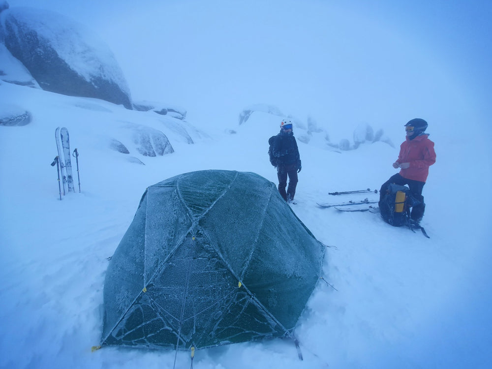 Mont tent in snowy conditions