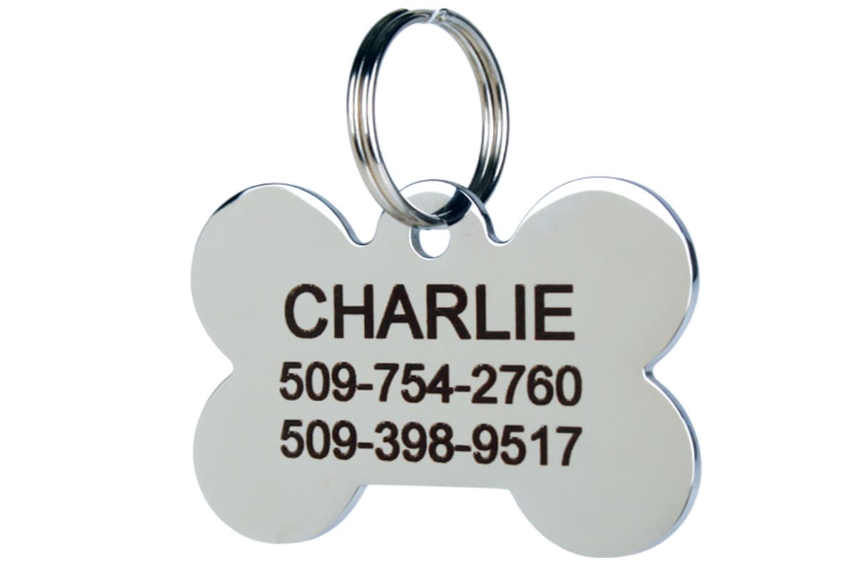 Bone Shaped Dog Tags In Stainless Steel Engraved Gotags