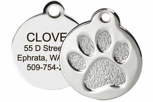 io tags Pet ID Tags, Personalized Dog and Cat Tags, Custom Engraved, Easy  to Read, Cute Glitter Paw Tag (Pink)
