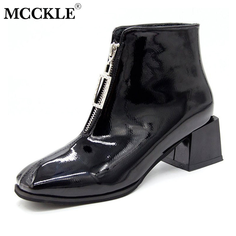 ladies black patent leather boots