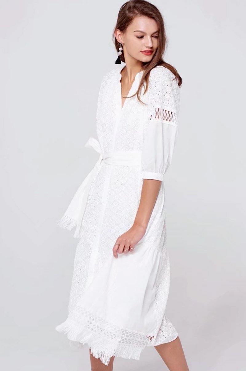 white midi dress boho