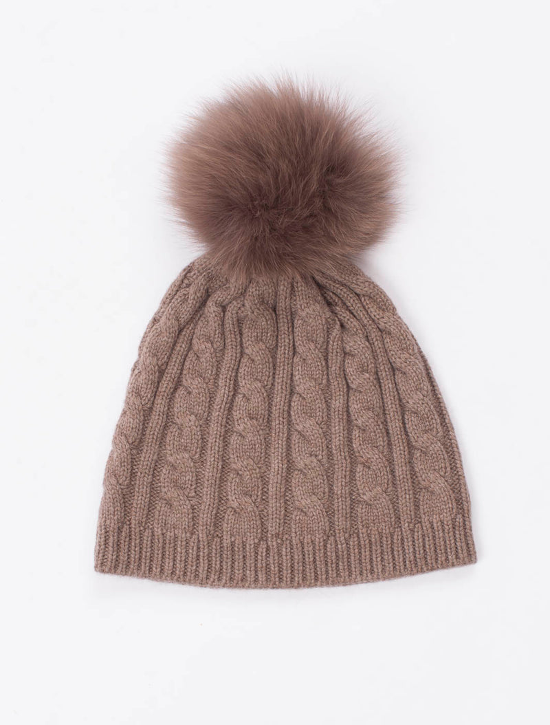 Cable Beanie with Pom Pom – glamourpussnyc