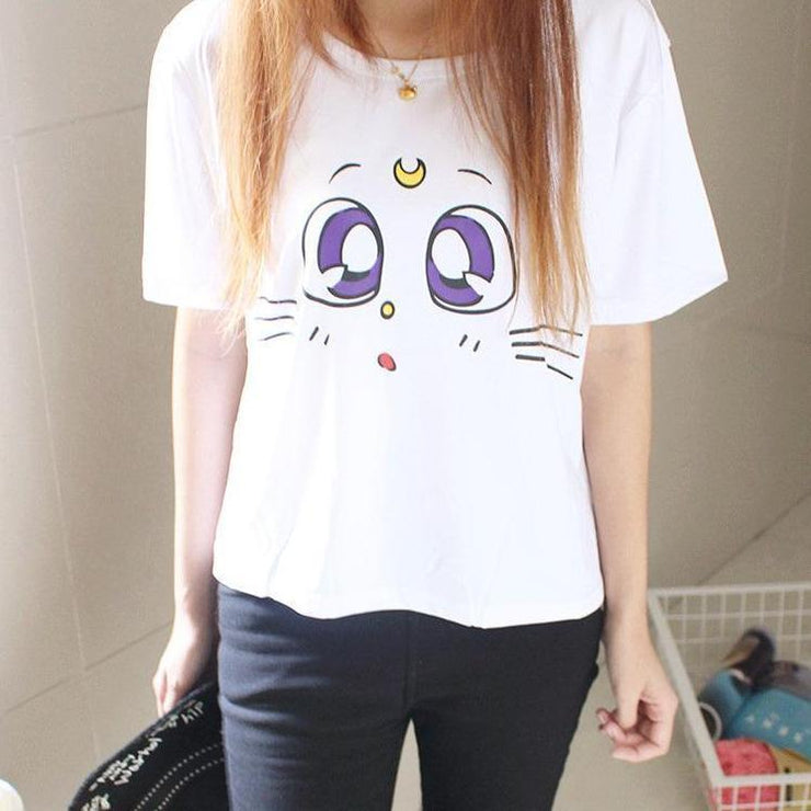Kawaii Sailor Moon Luna Cat Eyes T-Shirt - Kawaii Clothes Kawaii Outfits Online Shop - Gotamochi ...