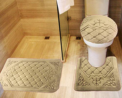 Memory Foam Bath Mat Set, Bathroom Rugs for 3 Pieces, Toilet Mats