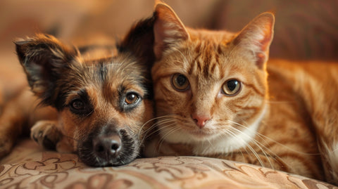 an image representing pets (dogs and cats) and flea treatment
