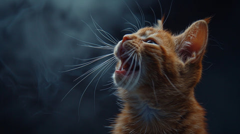 a cute cat crying and vocalising