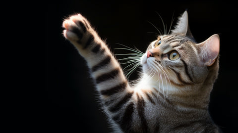 a cat reaching out with its paw