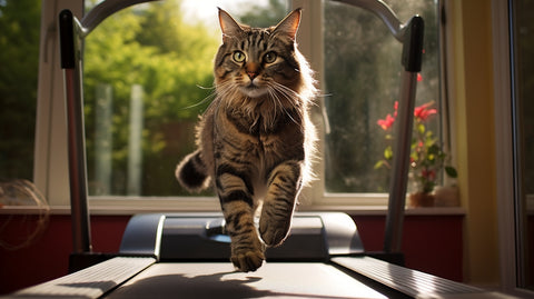 a cat running on a treadmill