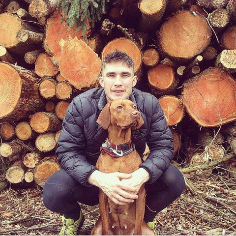 Craig Roberts, founder of Cooper & Gracie, with his Vizsla, Tilba