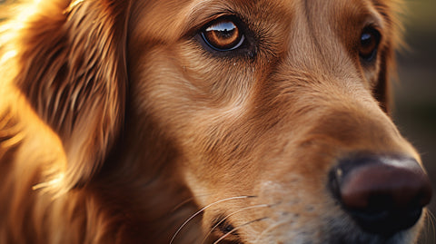 a close-up photo of a cute dog with beautiful, glistening eyes