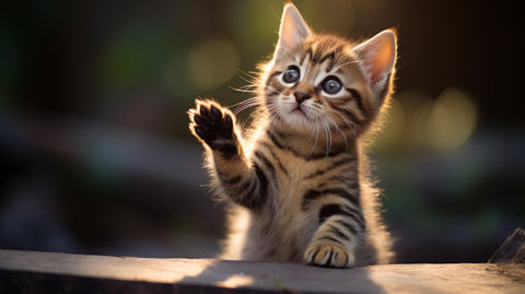 a kitten reaching out with its paw