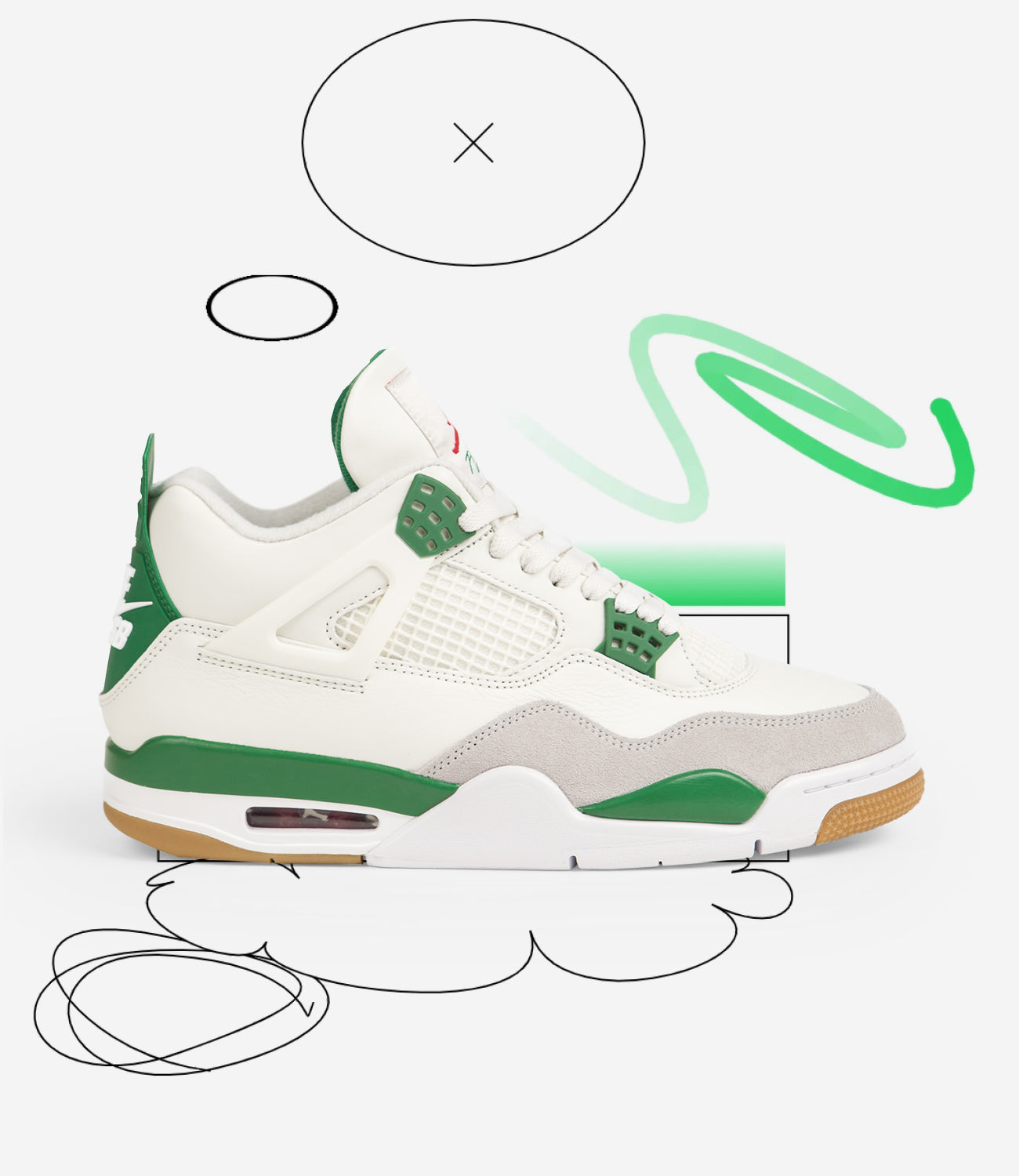 jordan 4 white and green