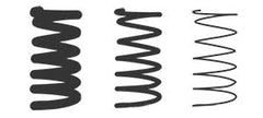 Three drawings of coils with different thicknesses