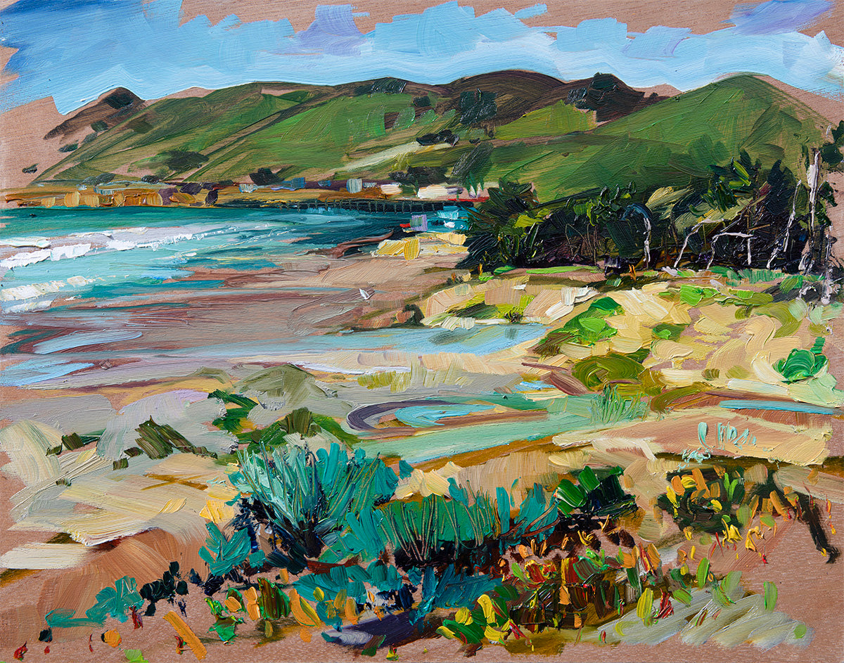 Route 1 South Series: Pismo Beach, 10x10 Acrylic on canvas — ALLIEBECKWITH