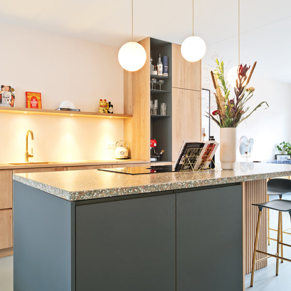 Keuken eiken groen terrazzo arpa fenix verde comodoro