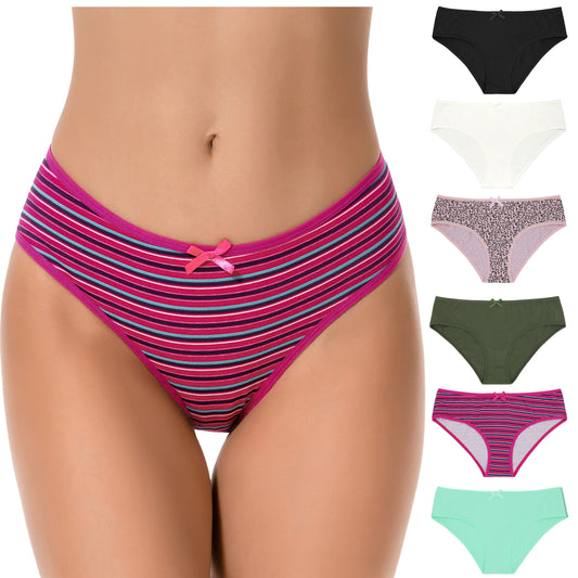 Curve Muse Women Plus Size 100% Cotton Bikini Briefs Panties Underwear-6PK