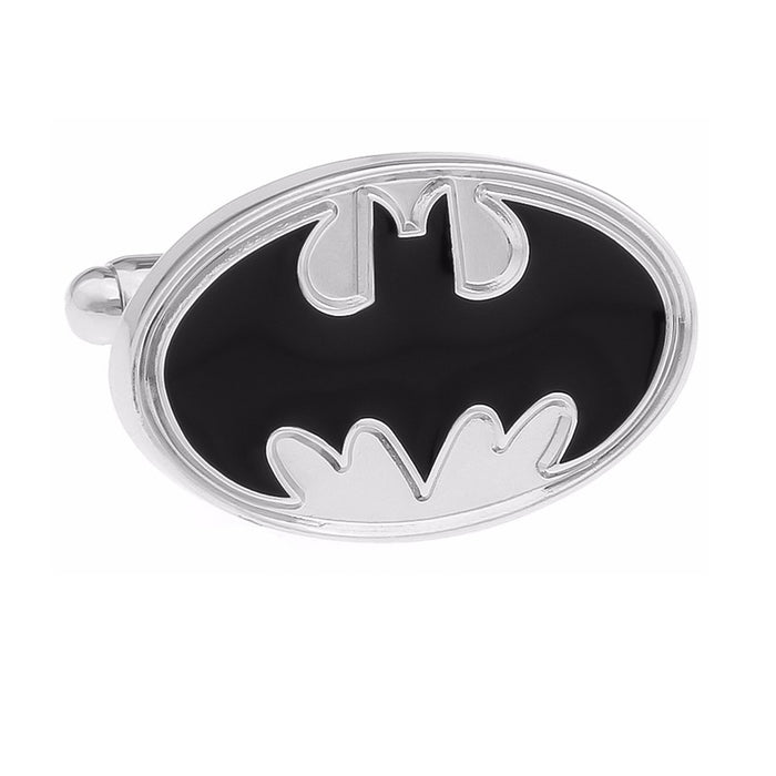 Batman Cufflinks - Superhero Emblem Oval (Black & Silver) — That Bloke