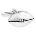 Rugby Ball Cufflinks Flat Design Silver Image Front