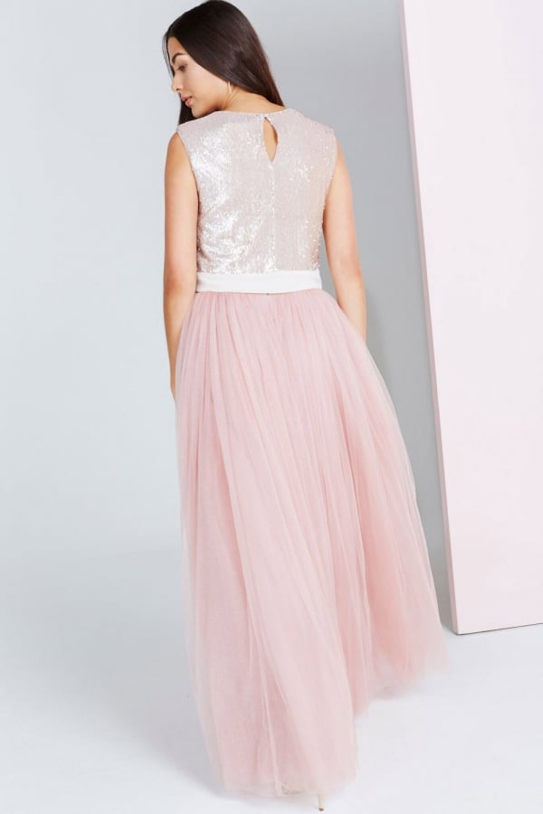 Little Mistress Rose Tulle Maxi Skirt Glitzy Angel 2693