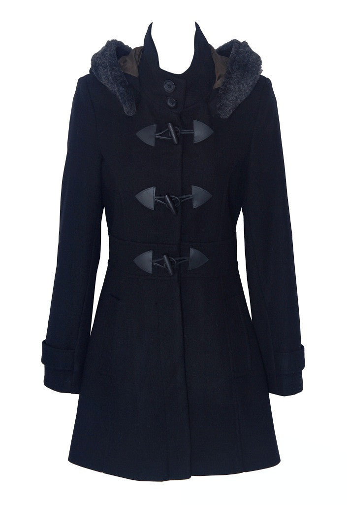 Black Duffle Coat - Winter Coats for Women – Glitzy Angel
