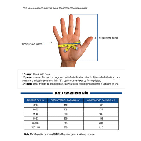 Guia para Escolha de Tamanho de Luva de Segurança EPI | Americanvek