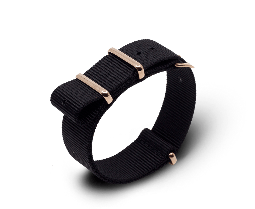 Nato Watch Strap in Black with Rose 