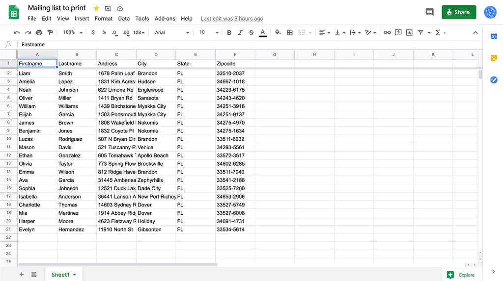 Prepare Your Data in Google sheets