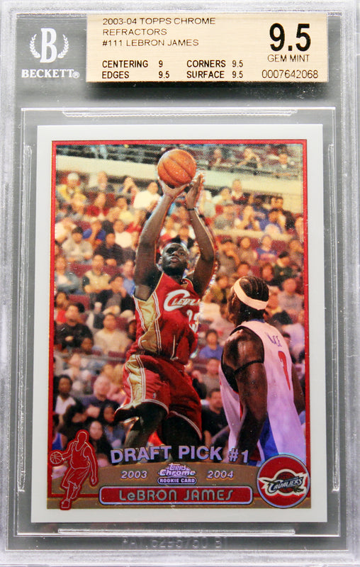 2003-04 Lebron James Topps Chrome Refractor RC Rookie #111 BGS 9.5 with 10  x2